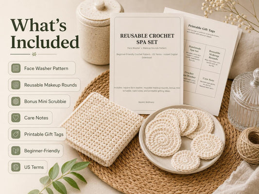 Crochet Face Washer Pattern, Reusable Makeup Rounds Crochet Pattern, Beginner Crochet Spa Set PDF, Eco-Friendly Gift