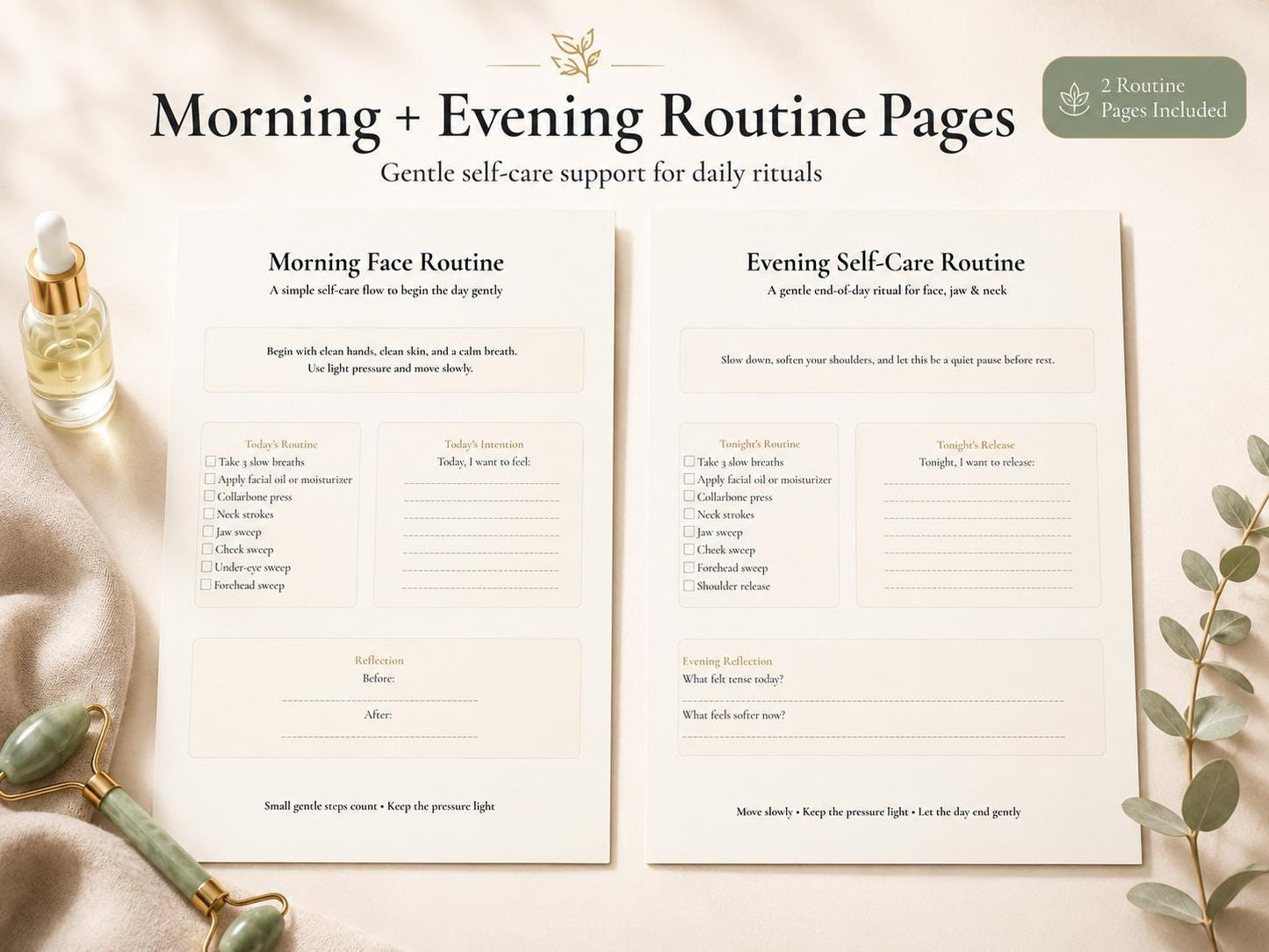 Face Lymphatic Massage Chart Printable, Facial Massage Routine, Face Massage Guide, Self Care Wellness Planner, Morning Evening Routine PDF