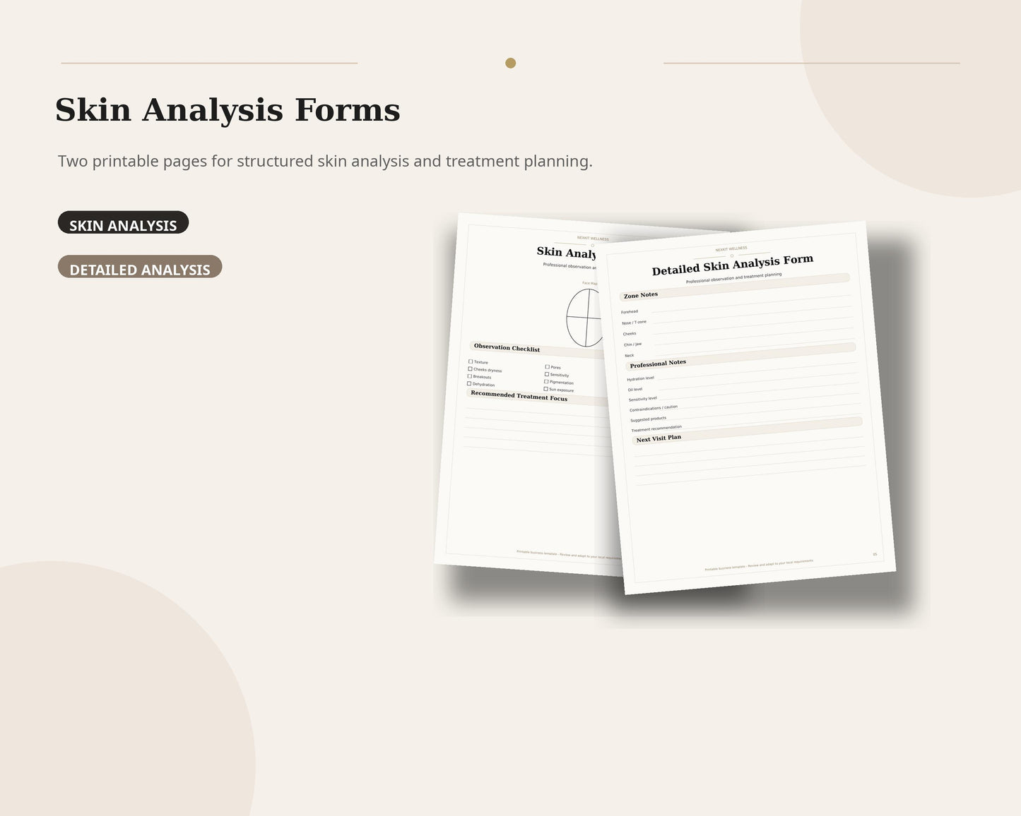 Esthetician Facial Forms Printable PDF, Facial Intake Form, Skin Analysis Form, Consent Form, Beauty Salon Forms Bundle
