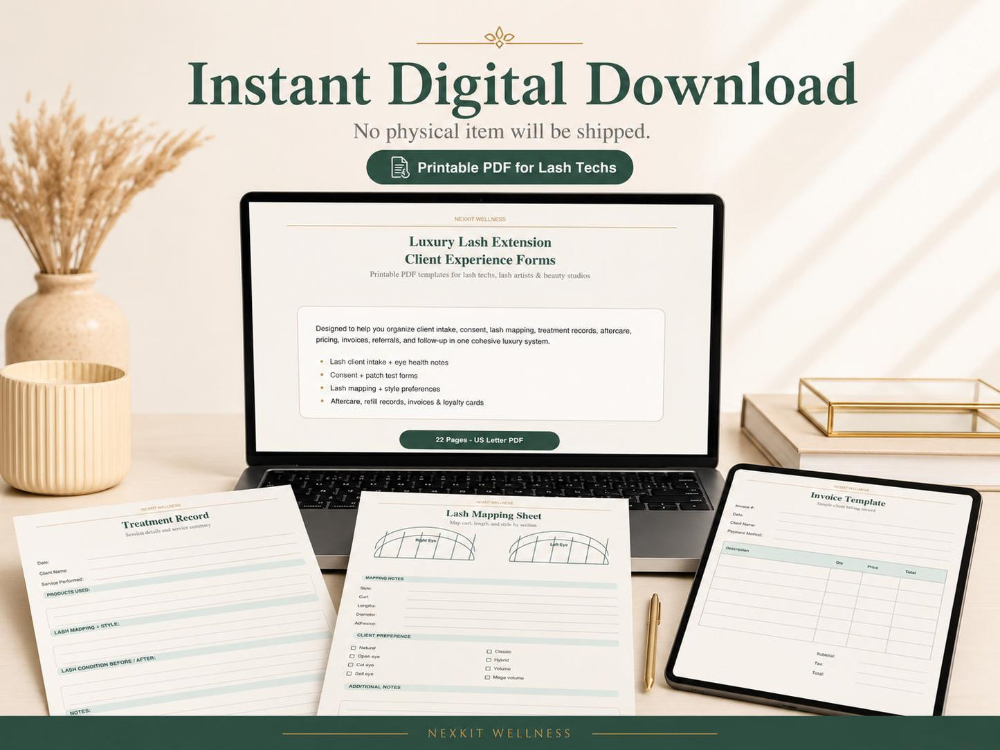 Lash Extension Client Forms Printable PDF, Lash Tech Intake Form, Consent Form, Aftercare Card,Lash Mapping Sheet, Beauty Salon Forms Bundle