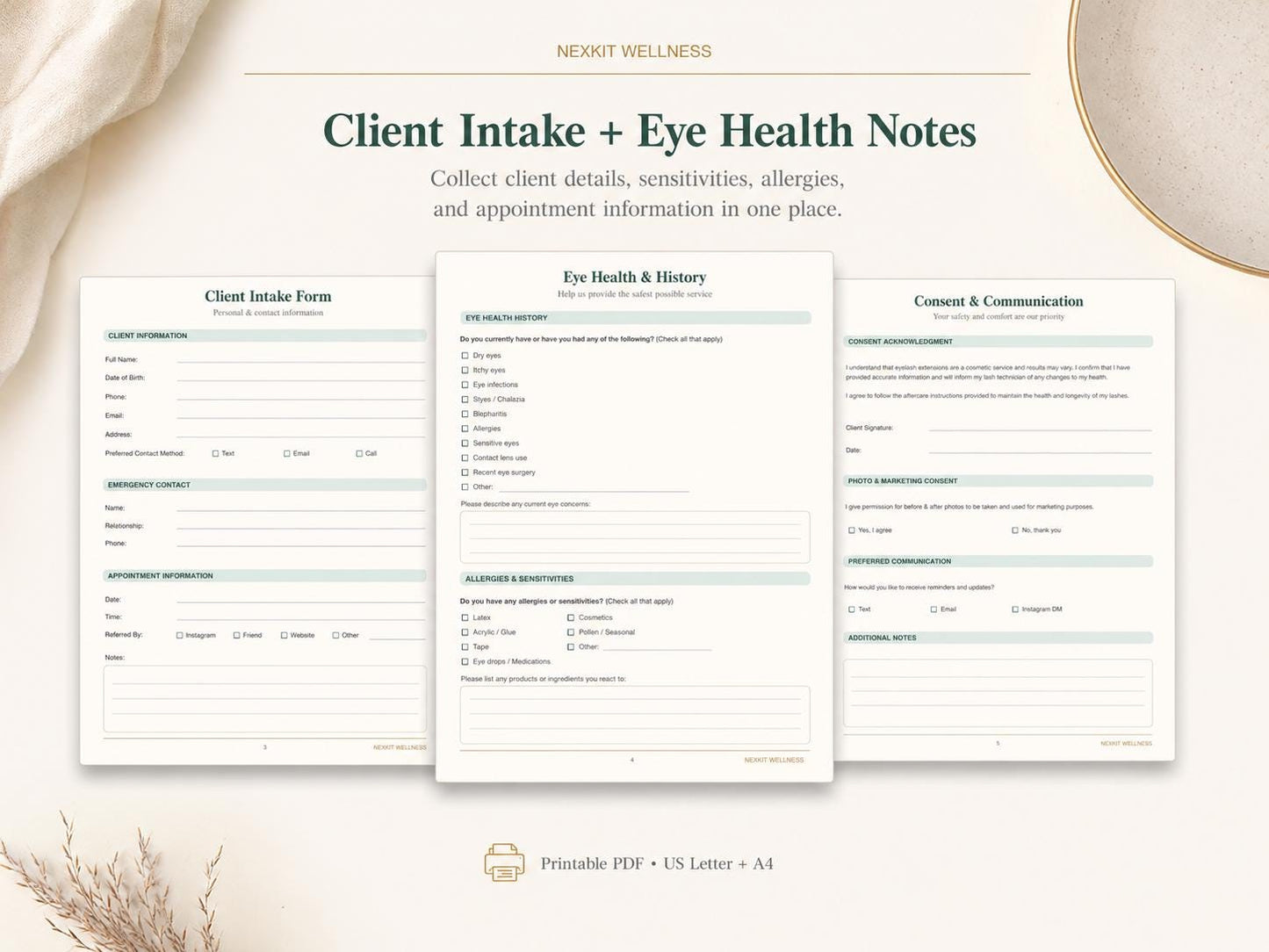 Lash Extension Client Forms Printable PDF, Lash Tech Intake Form, Consent Form, Aftercare Card,Lash Mapping Sheet, Beauty Salon Forms Bundle
