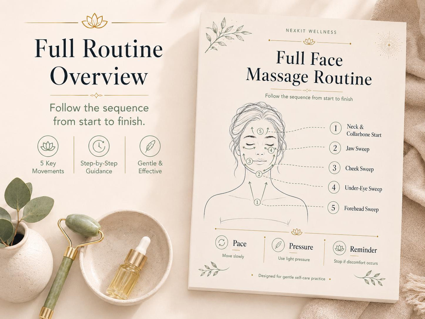 Face Massage Direction Guide Printable, Facial Massage Routine PDF, Step by Step Face Massage Chart, Self Care Beauty Guide