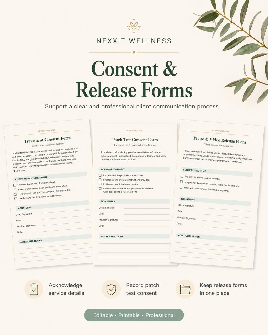 Facial Treatment Forms Printable PDF, Esthetician Intake Form, Skin Analysis Form, Facial Consent Form, Spa Salon Forms Bundle