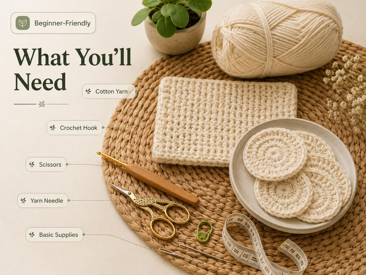 Crochet Face Washer Pattern, Reusable Makeup Rounds Crochet Pattern, Beginner Crochet Spa Set PDF, Eco-Friendly Gift