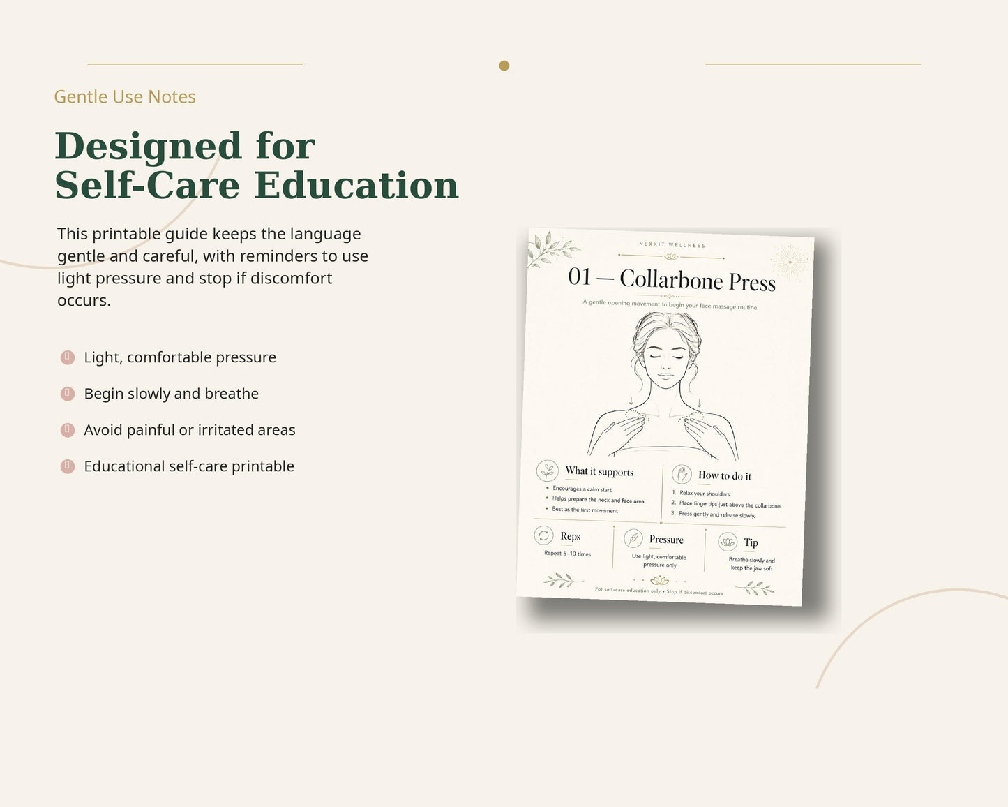 Luxury Illustrated Face Massage Guide Printable PDF, Step by Step Facial Massage Routine,Lymphatic Face Massage Chart,Self Care Beauty Guide