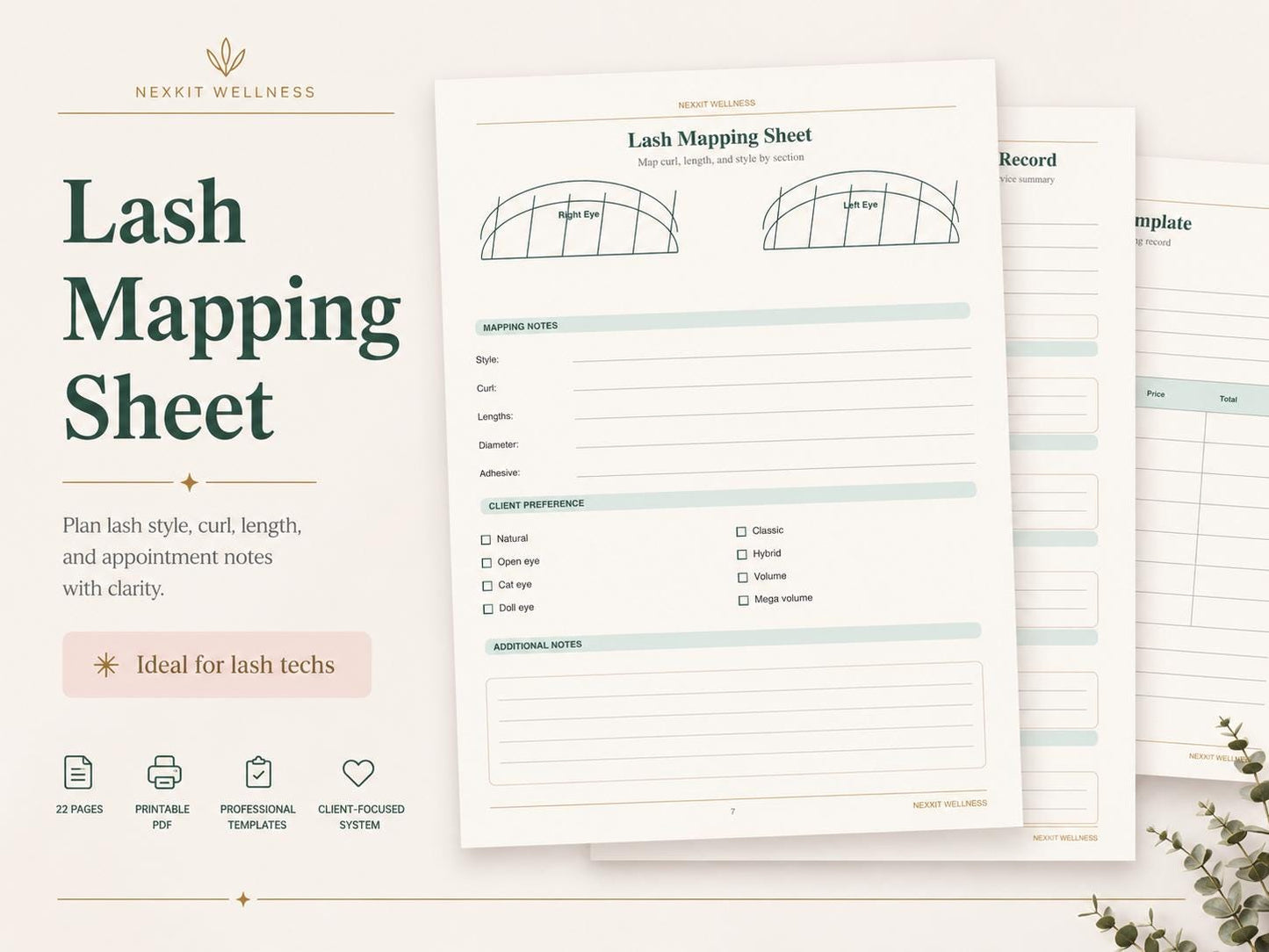 Lash Extension Client Forms Printable PDF, Lash Tech Intake Form, Consent Form, Aftercare Card,Lash Mapping Sheet, Beauty Salon Forms Bundle