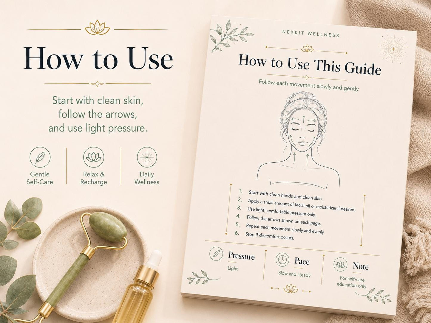 Face Massage Direction Guide Printable, Facial Massage Routine PDF, Step by Step Face Massage Chart, Self Care Beauty Guide