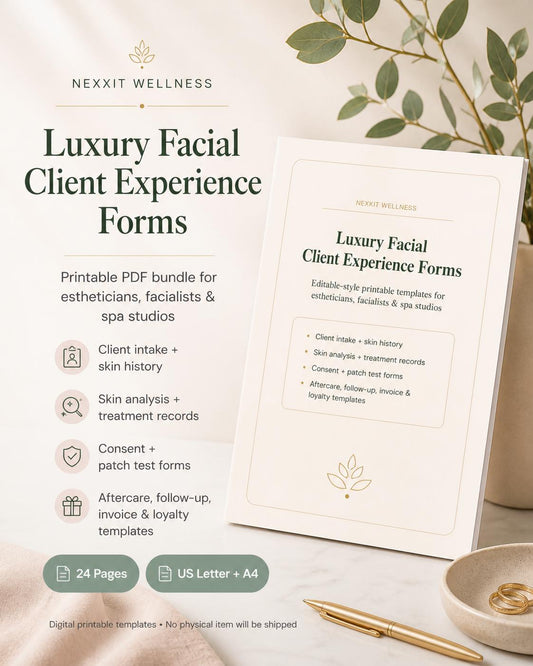 Facial Treatment Forms Printable PDF, Esthetician Intake Form, Skin Analysis Form, Facial Consent Form, Spa Salon Forms Bundle