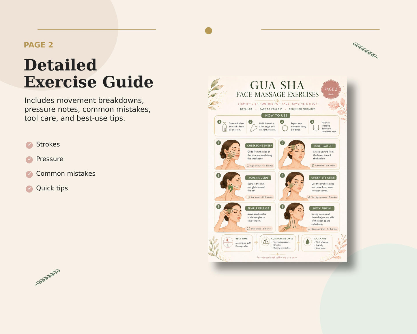 Gua Sha Face Massage Guide Printable, Face Massage Routine Chart, Facial Sculpting PDF, Jawline Neck Gua Sha Poster