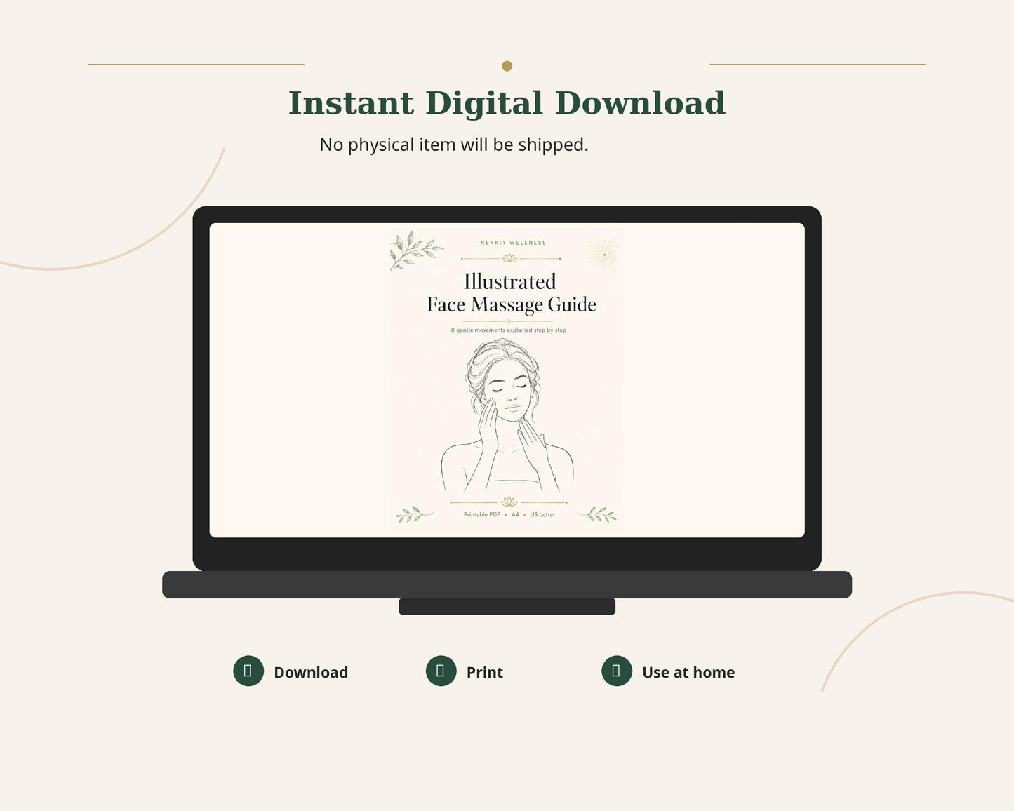 Luxury Illustrated Face Massage Guide Printable PDF, Step by Step Facial Massage Routine,Lymphatic Face Massage Chart,Self Care Beauty Guide