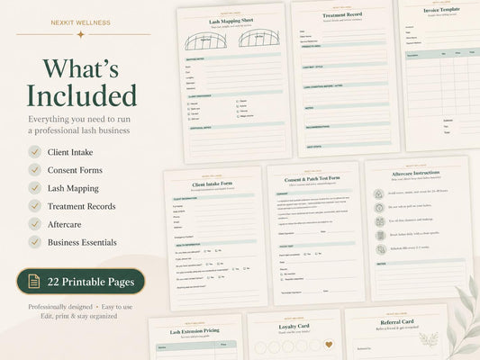 Lash Extension Client Forms Printable PDF, Lash Tech Intake Form, Consent Form, Aftercare Card,Lash Mapping Sheet, Beauty Salon Forms Bundle