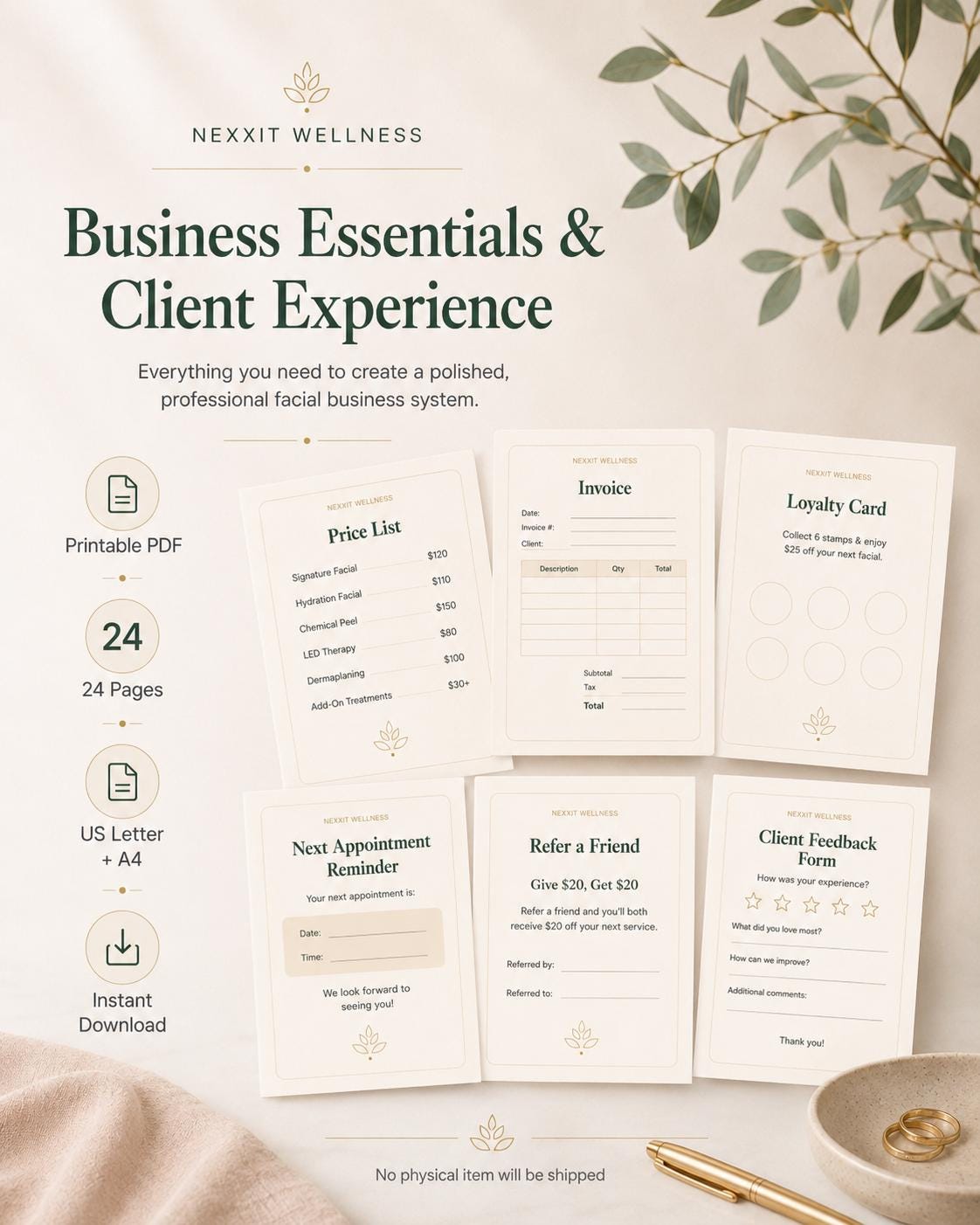 Facial Treatment Forms Printable PDF, Esthetician Intake Form, Skin Analysis Form, Facial Consent Form, Spa Salon Forms Bundle
