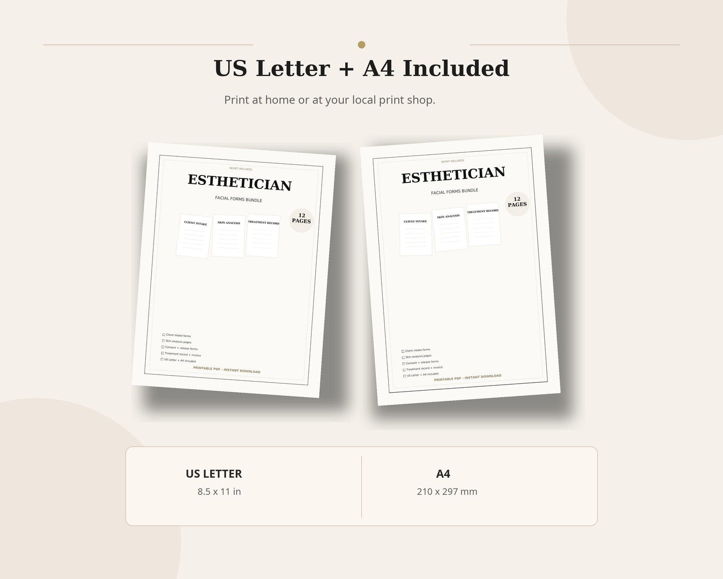 Esthetician Facial Forms Printable PDF, Facial Intake Form, Skin Analysis Form, Consent Form, Beauty Salon Forms Bundle