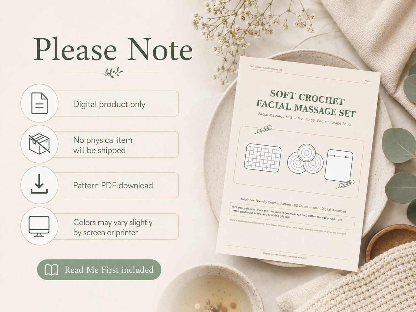 Crochet Facial Massage Mitt Pattern, Soft Face Scrubber Crochet PDF, Skincare Mitt Pattern, Beginner Spa Crochet Gift