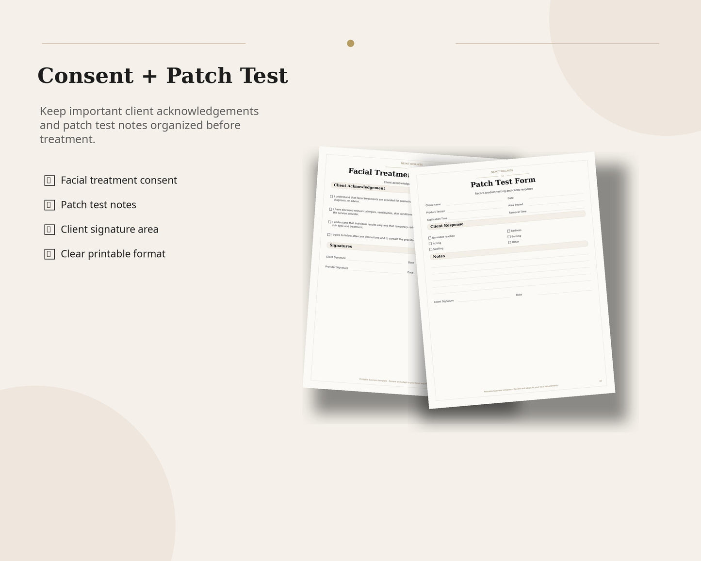 Esthetician Facial Forms Printable PDF, Facial Intake Form, Skin Analysis Form, Consent Form, Beauty Salon Forms Bundle