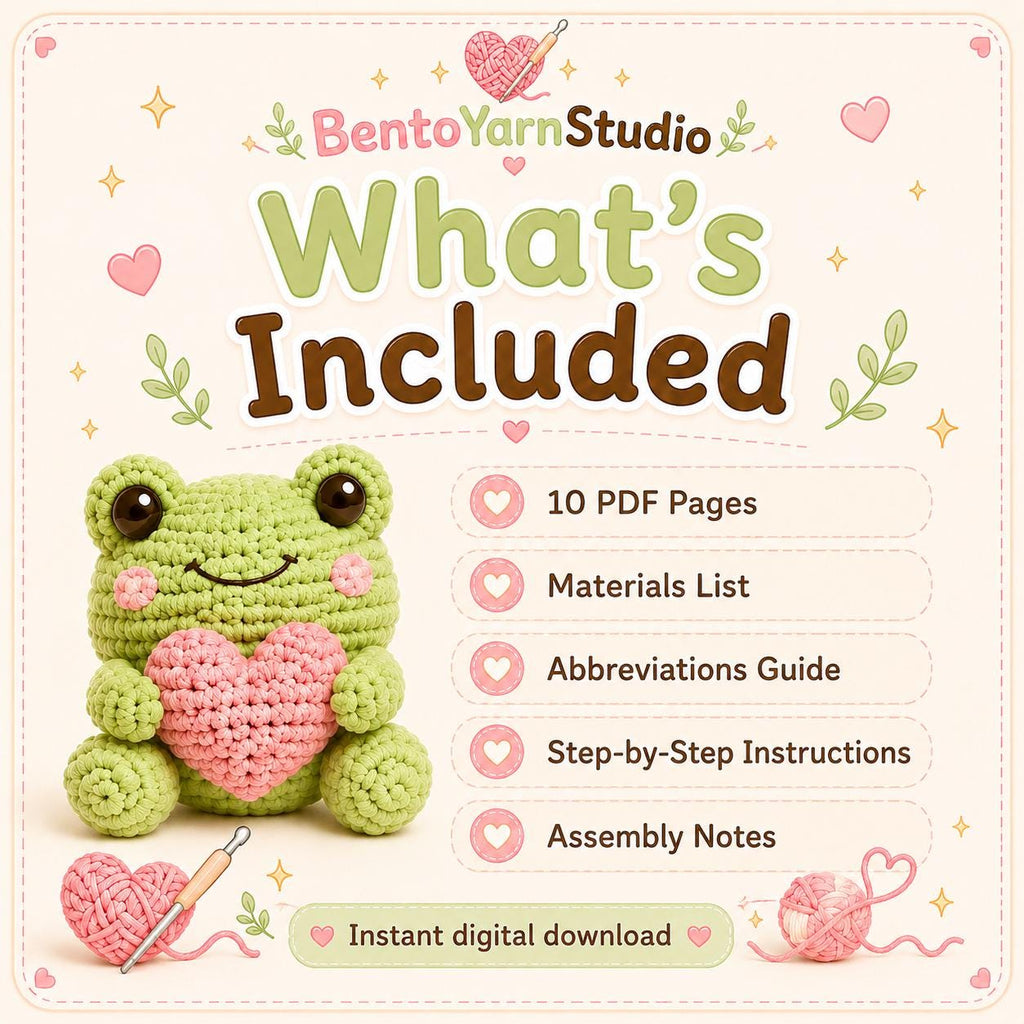 Amigurumi Frog Crochet PDF, Amigurumi Frog Holding Heart, Beginner Friendly Animal Crochet Pattern, Cute Plush Toy Pattern