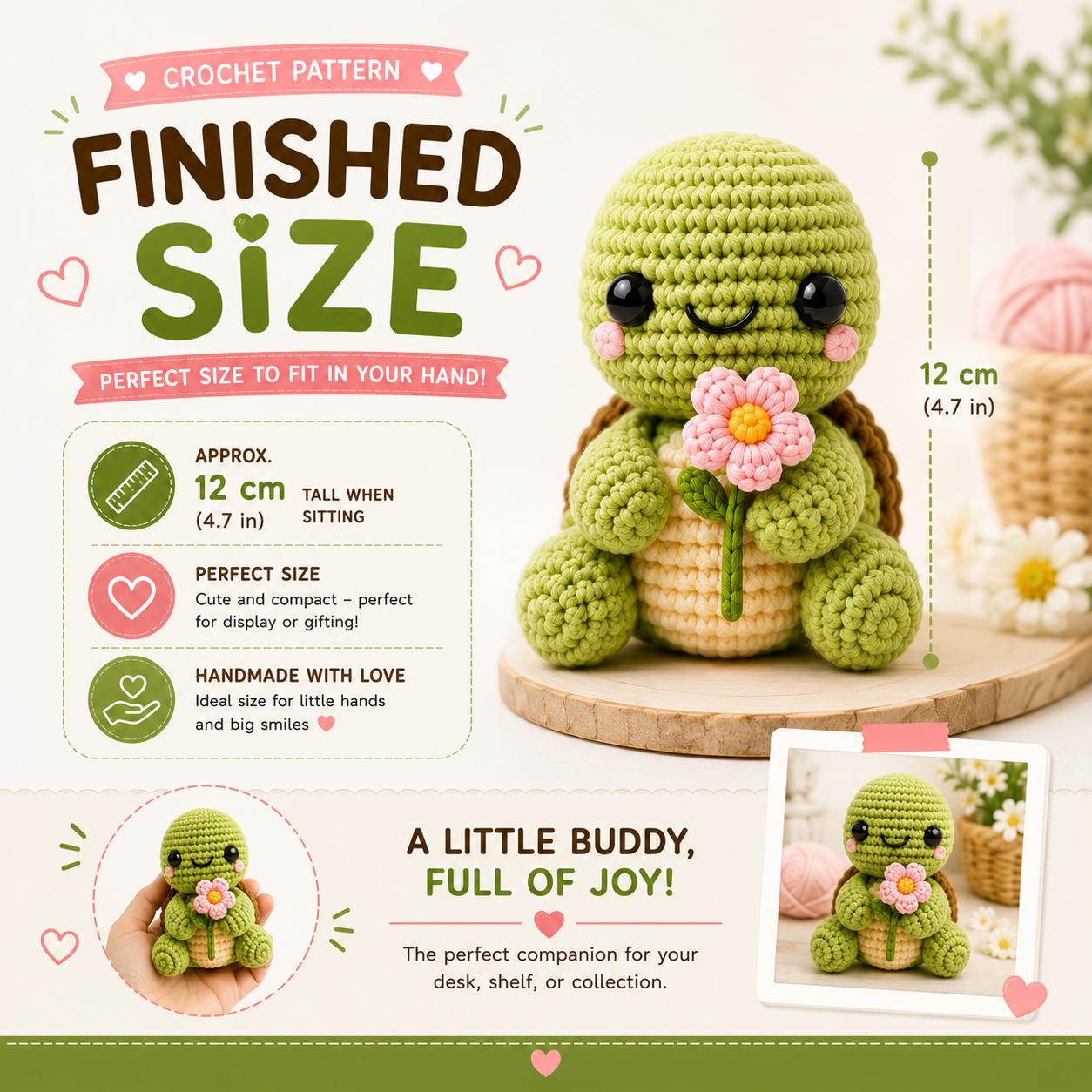 Kawaii Turtle Crochet Pattern PDF, Amigurumi Turtle Pattern, Cute Crochet Plushie Pattern, Beginner Friendly PDF, Instant Download