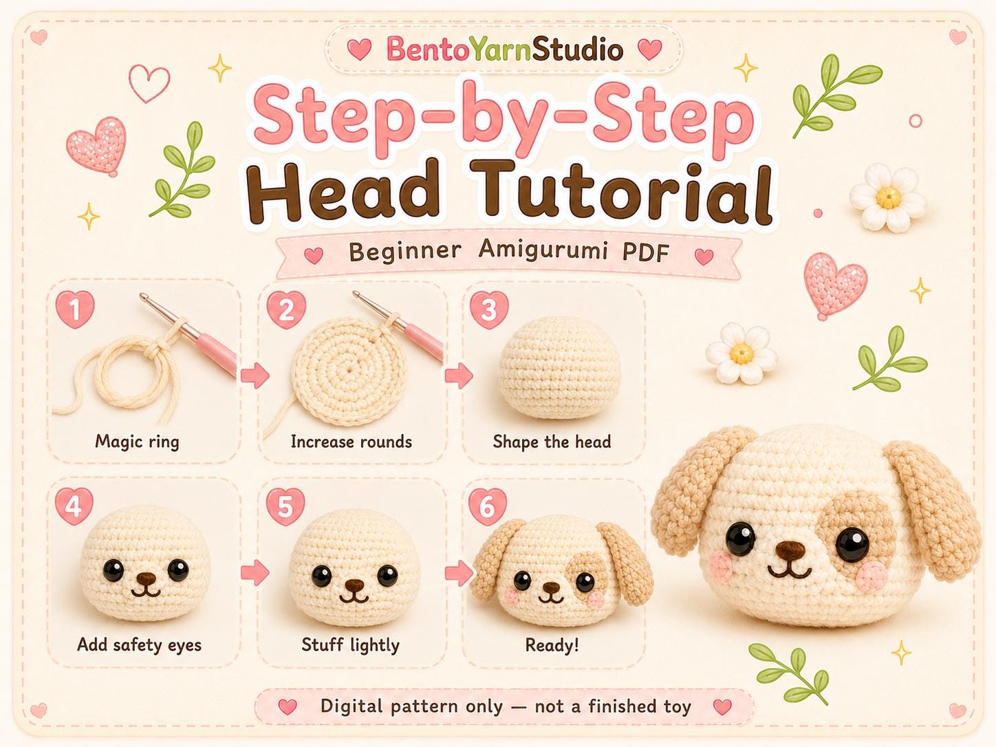 Kawaii Dog Crochet Pattern PDF, Beginner Amigurumi Puppy Pattern, Cute Dog Crochet Tutorial, Instant Download English PDF