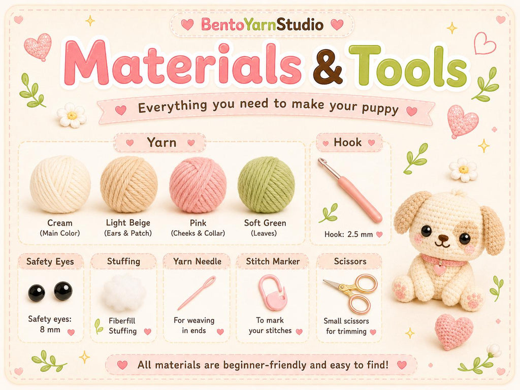Kawaii Dog Crochet Pattern PDF, Beginner Amigurumi Puppy Pattern, Cute Dog Crochet Tutorial, Instant Download English PDF