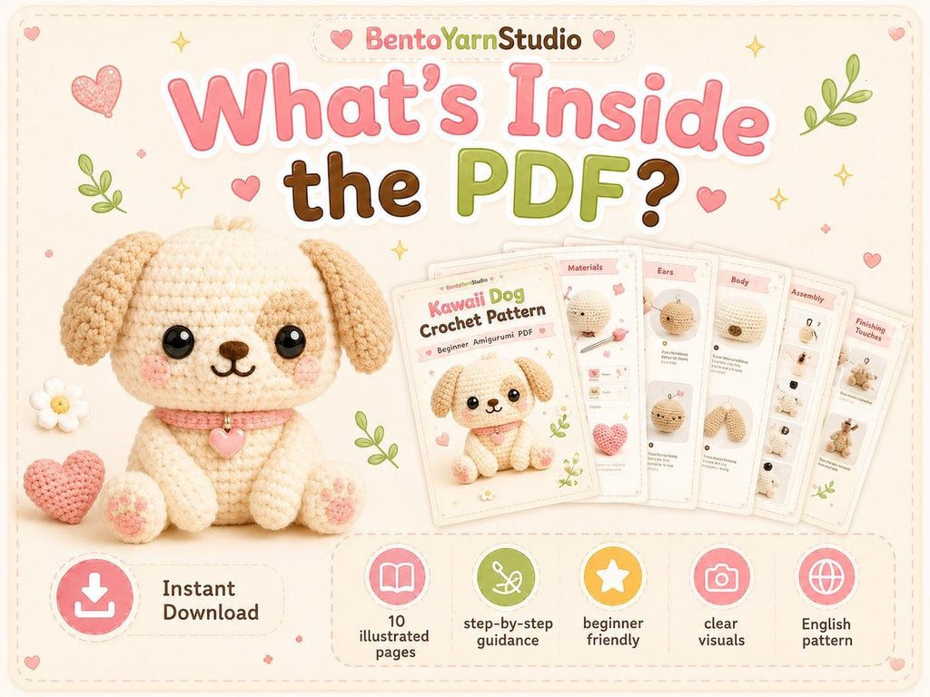 Kawaii Dog Crochet Pattern PDF, Beginner Amigurumi Puppy Pattern, Cute Dog Crochet Tutorial, Instant Download English PDF