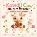 Kawaii Cow Crochet Pattern PDF, Strawberry Cow Amigurumi Pattern, Beginner Friendly Crochet Toy, English PDF