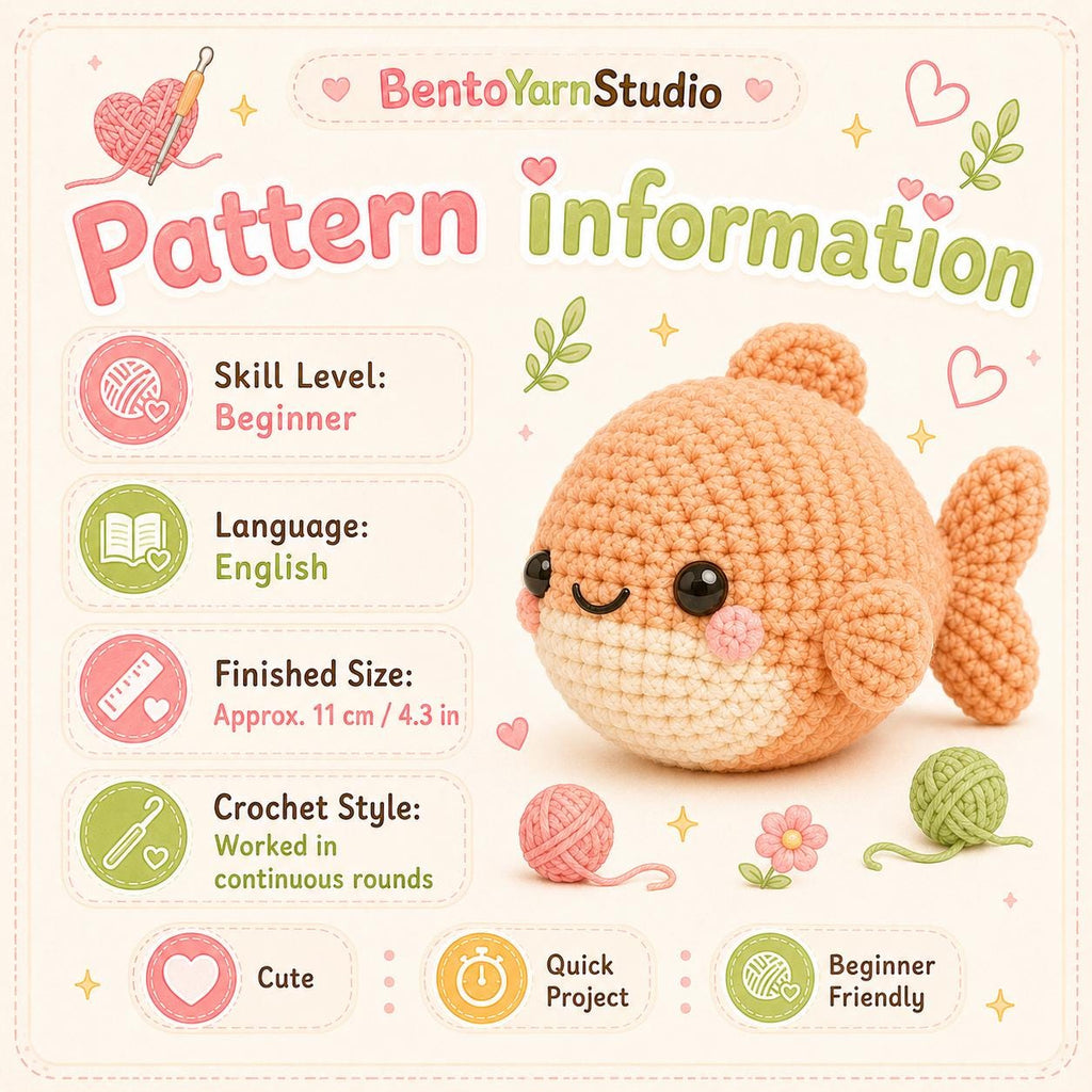 Kawaii Fish Crochet Pattern PDF, Beginner Amigurumi Fish Pattern, Cute Crochet Toy Pattern, Instant Download English PDF