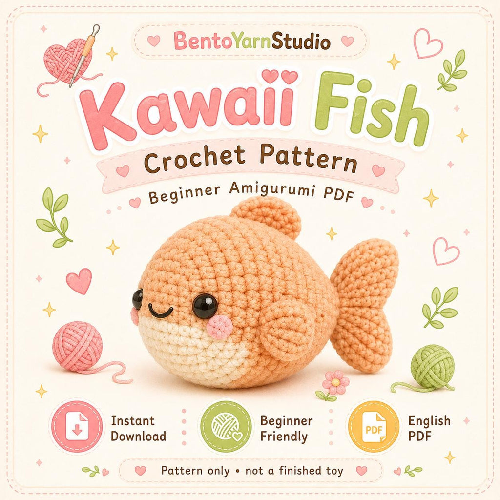 Kawaii Fish Crochet Pattern PDF, Beginner Amigurumi Fish Pattern, Cute Crochet Toy Pattern, Instant Download English PDF