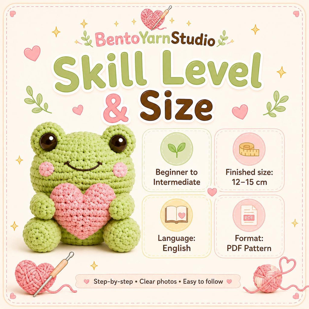 Amigurumi Frog Crochet PDF, Amigurumi Frog Holding Heart, Beginner Friendly Animal Crochet Pattern, Cute Plush Toy Pattern