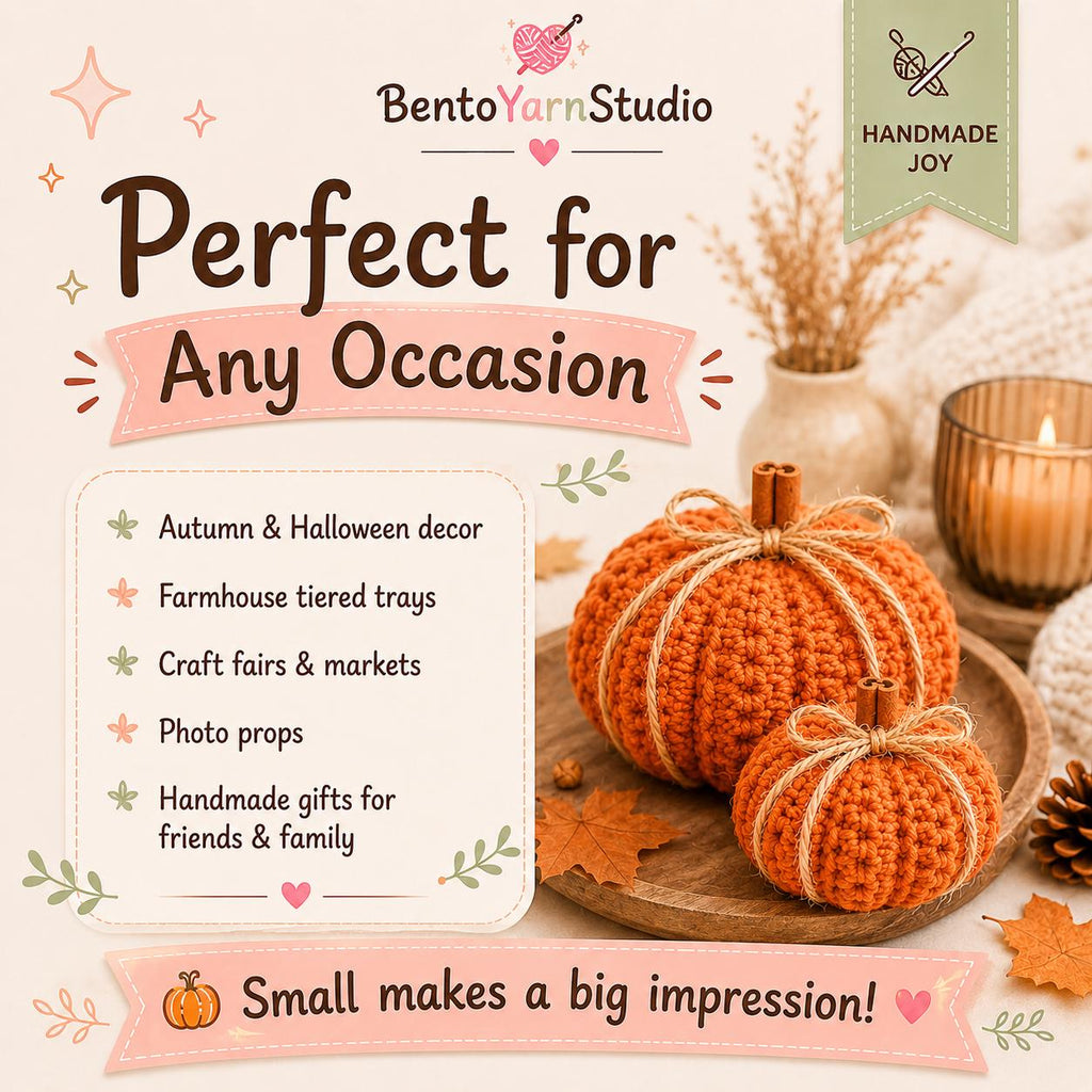 Pumpkin Crochet Pattern PDF, 3 Sizes, Beginner Friendly Fall Crochet Decor, Halloween Pumpkin Pattern, Instant Download